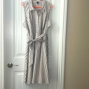 White and gray striped dress